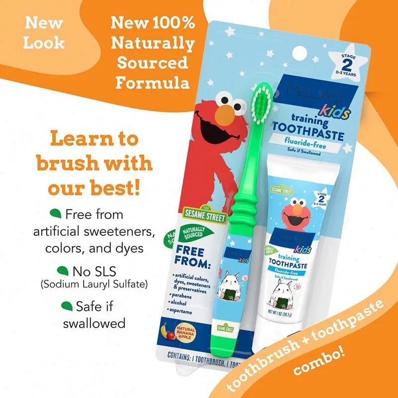 oem Infant training toothbrush and non-fluoride set suitable for children 0-2 years old tooth paste Toothpaste