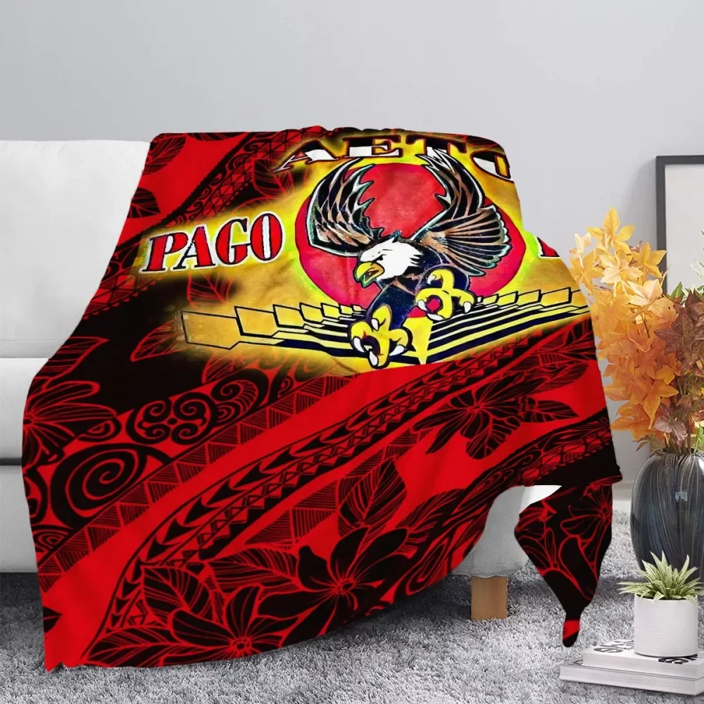 
AETO PAGO PAGO Red Ethnic Printing Polynesian Samoa Tribal Custom Casual Soft Blankets Warm Premium Throw Blanket For Outdoor 