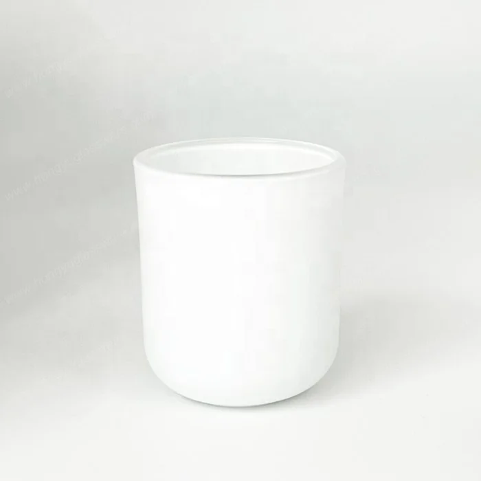HONGYU 3oz 8oz Matte White Candle Jars Aura Candle Vessels Round Bottom with Lids and Box White Glass Jar for Scented Candle