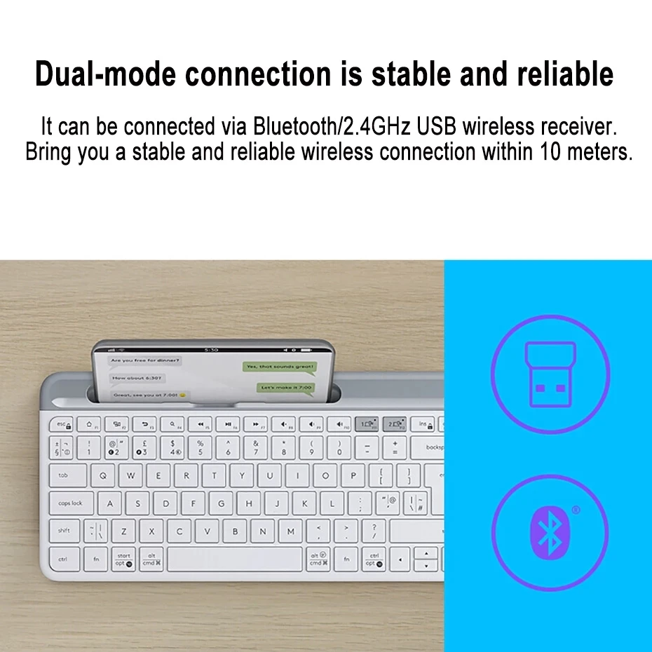 Logitech K580 Wireless Bluetooth Keyboard Ultra-thin Dual Mode Multi-Device Silent Keyboard For Cell Phone Computer Tablet