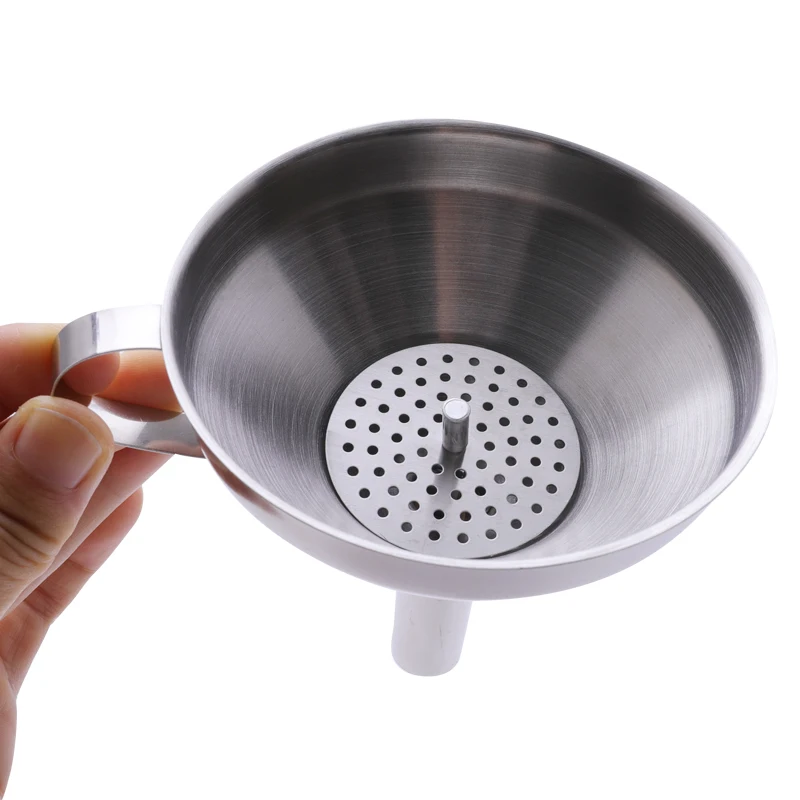 Factory Wholesale Stainless SteelPremium Quality Kitchen Tool Oils Liquid Metal Funnel With Filter