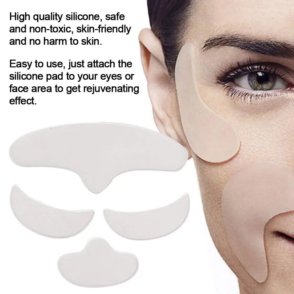 4Pcs Anti Wrinkle Skin Lifting Reusable Forehead Eye Face Chin Reducing  Around Mouth and Upper Lip Wrinkles Silicone Patch Pad