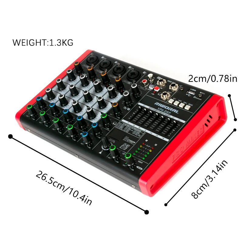 VP6 Professional audio sound mixer multiple effects DSP Blueteath recording studio DJ mixing