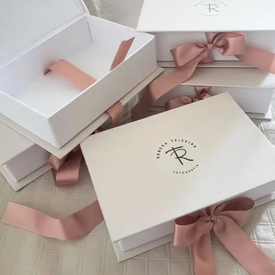 Custom Recycled Folding Paper Flat Box Custom Logo Luxury Cardboard Storage Packing Magnetic Ribbon Gift Boxes For Wedding