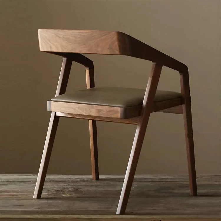 Modern New Design Factory Luxury Wooden Frames Cafe Hotel Kitchen Leather Seat Wood Restaurant Dining Chairs
