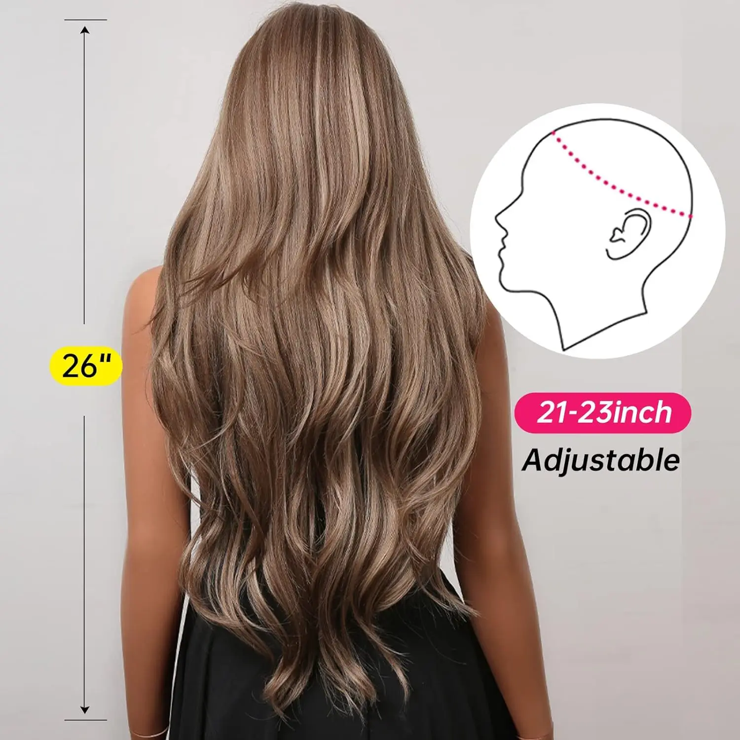 Anxin Long Wavy Ombre Blond Wig for Black Women Brown Wig with Diverse Hair Color