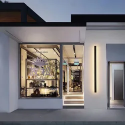 Современный наружный настенный светильник с линейной полосой, 3000 К, 220 В, теплый, холодный белый, длинный садовый настенный светильник, светодиодный настенный светильник