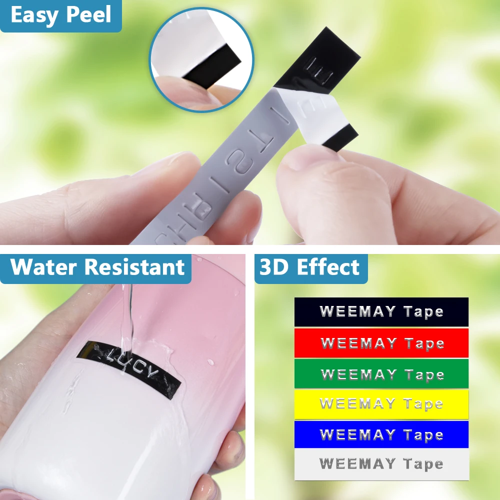 Weemay Width 9mm Length 3m Compatible Dymo 3d Plastic Embossing Label Tapes for Dymo 1595 1610 1540 1880 12965