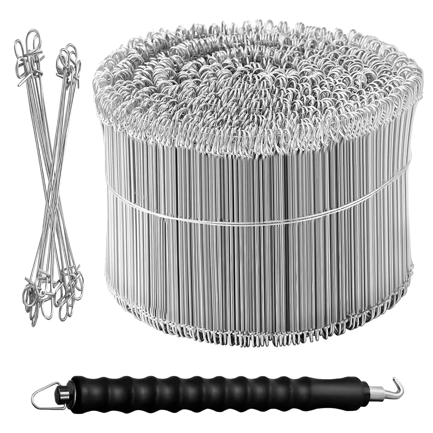 1000 pcs Galvanized Steel Double Loop Reinforcing Steel Bar Wire Bar Ties for Securing Concrete Construction Fixing Fence Wire