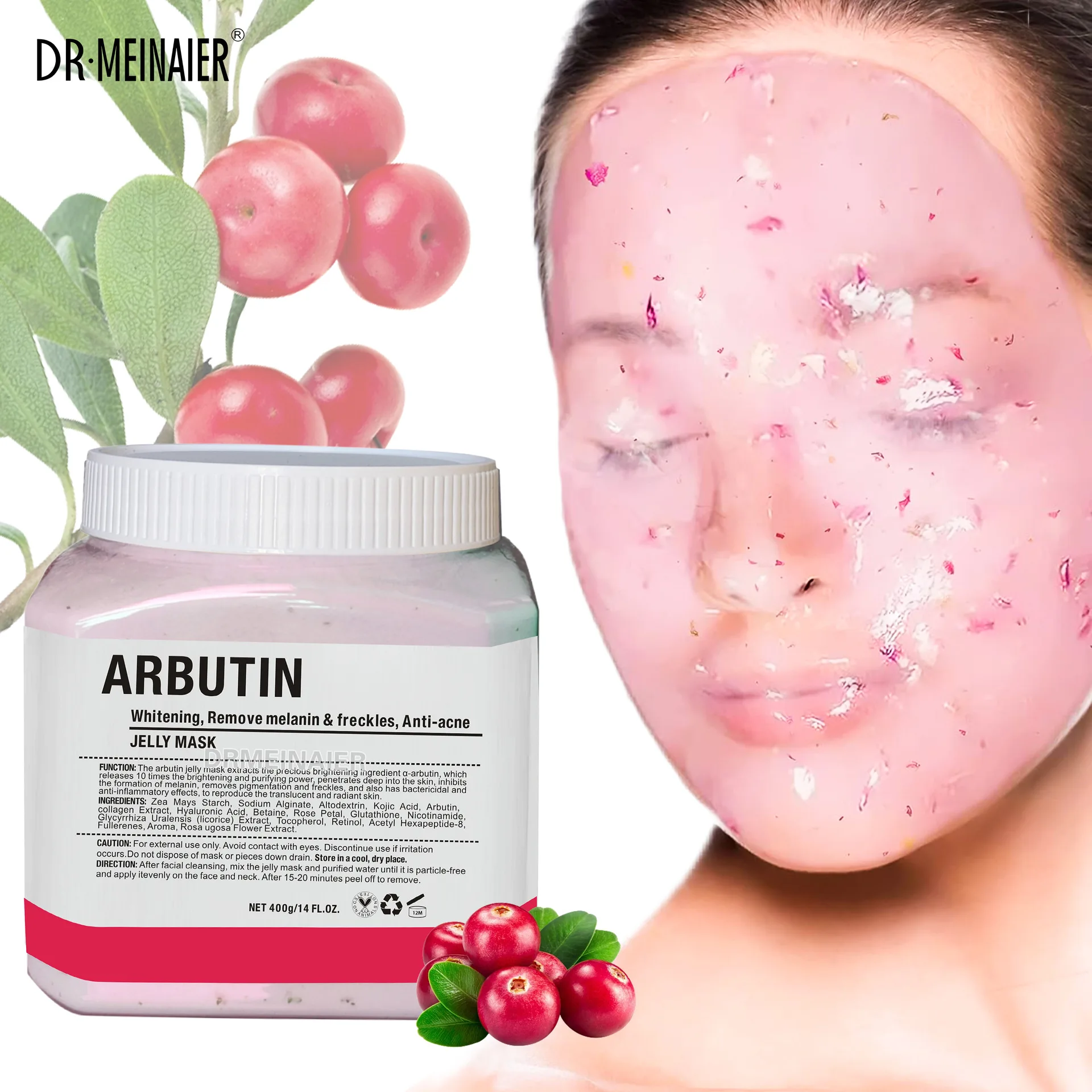 Private Label Facial Skin Care Jelly Powder Mask Whitening Rose Facial Mask Powder