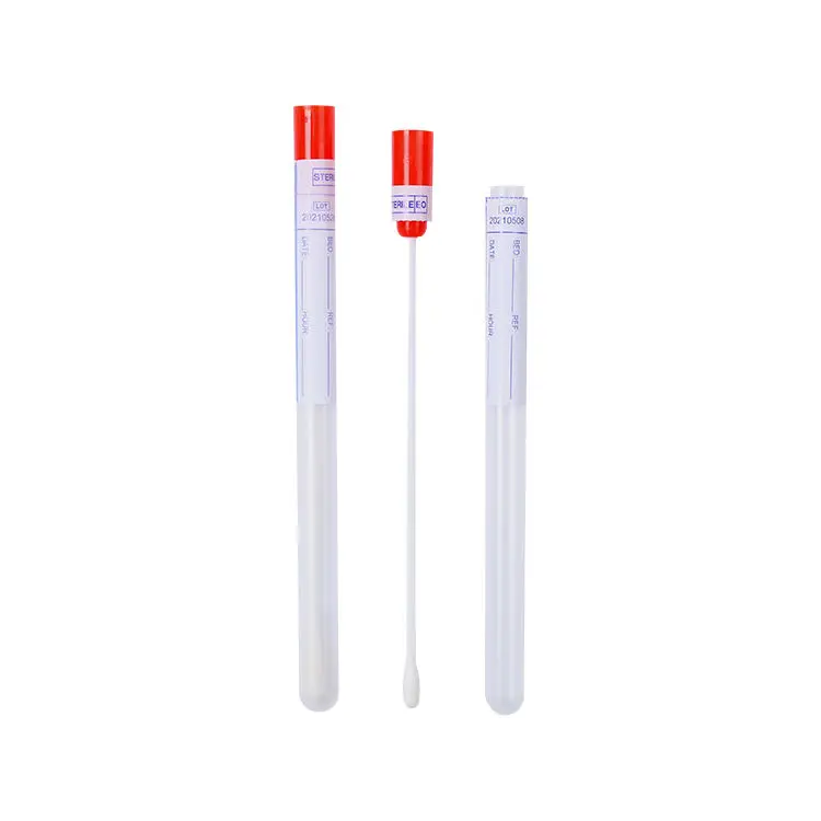 Medical Consumables Sterile Disposable Nasal Oral Throat swab 15cm PP Tube Sterile Swab Stick