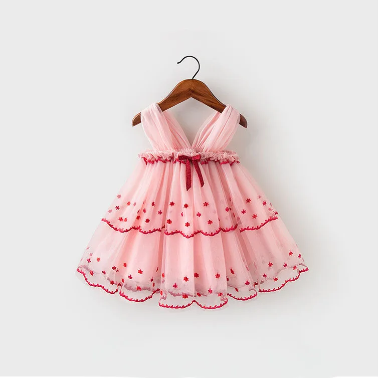 Toddler Clothes Pink Embroidery Newborn Baby Girl Dresses Party Mesh Girls In Mini Skirts Photos Dress For Baby Girl 6 Months