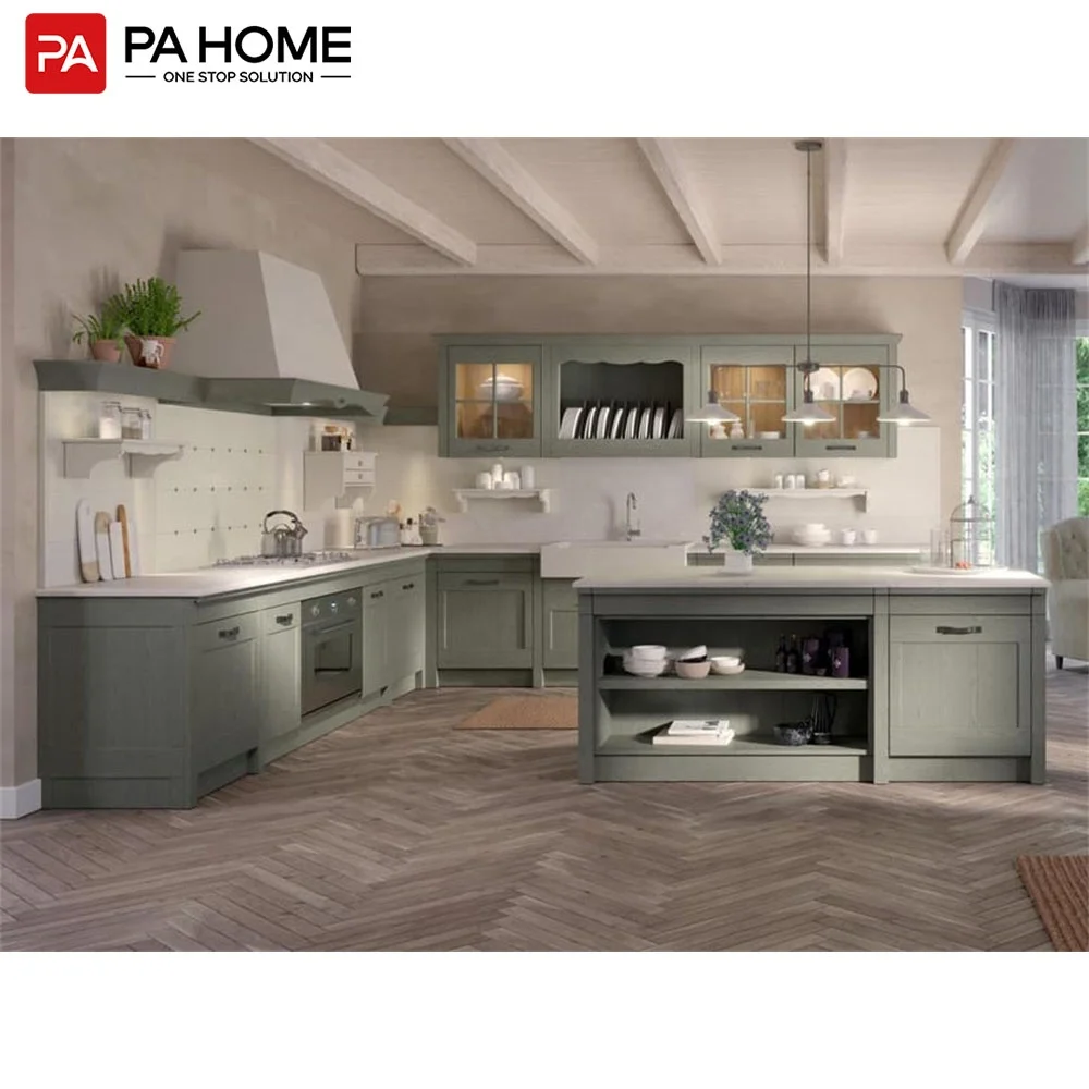 PINAI  grade decoration apartment modern island furniture set big kitchen cabinet island designs