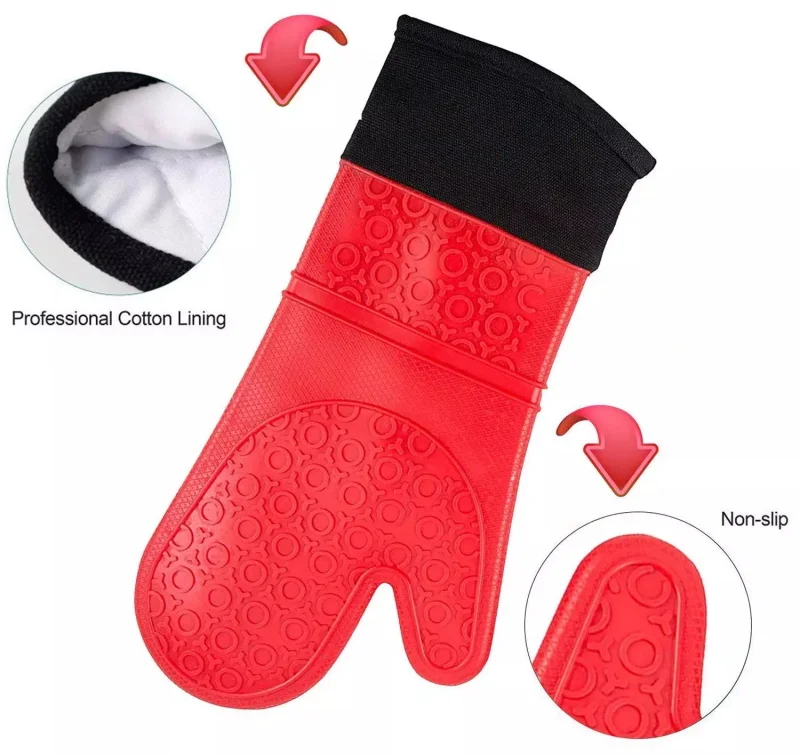Liner Silicone Mittens Oven Glove Mitts Anti Heat Resistant Cotton Free Sample Pink, Blue Etc for Grill Baking 500 Pairs Furunda