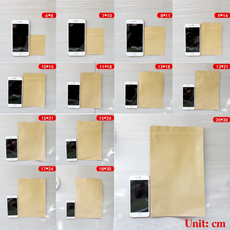 Recycled Kraft Paper Dried Mushroom Zipper Zip Lock Packaging Pouch Packing Ammonium Foil Ziplock Bags for Seeds Package