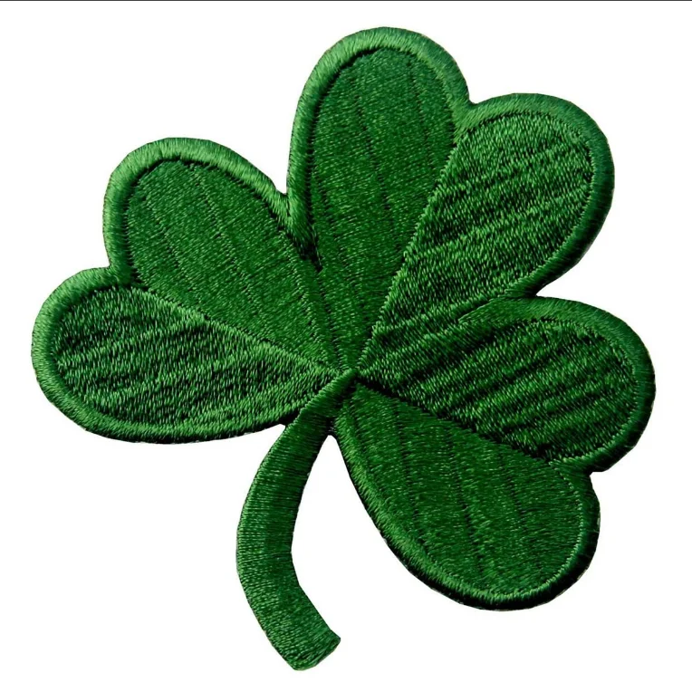 Excellent quality Irish Clover Dark Green Embroidered leaf Patch Lucky Shamrock Iron-On Ireland Emblem