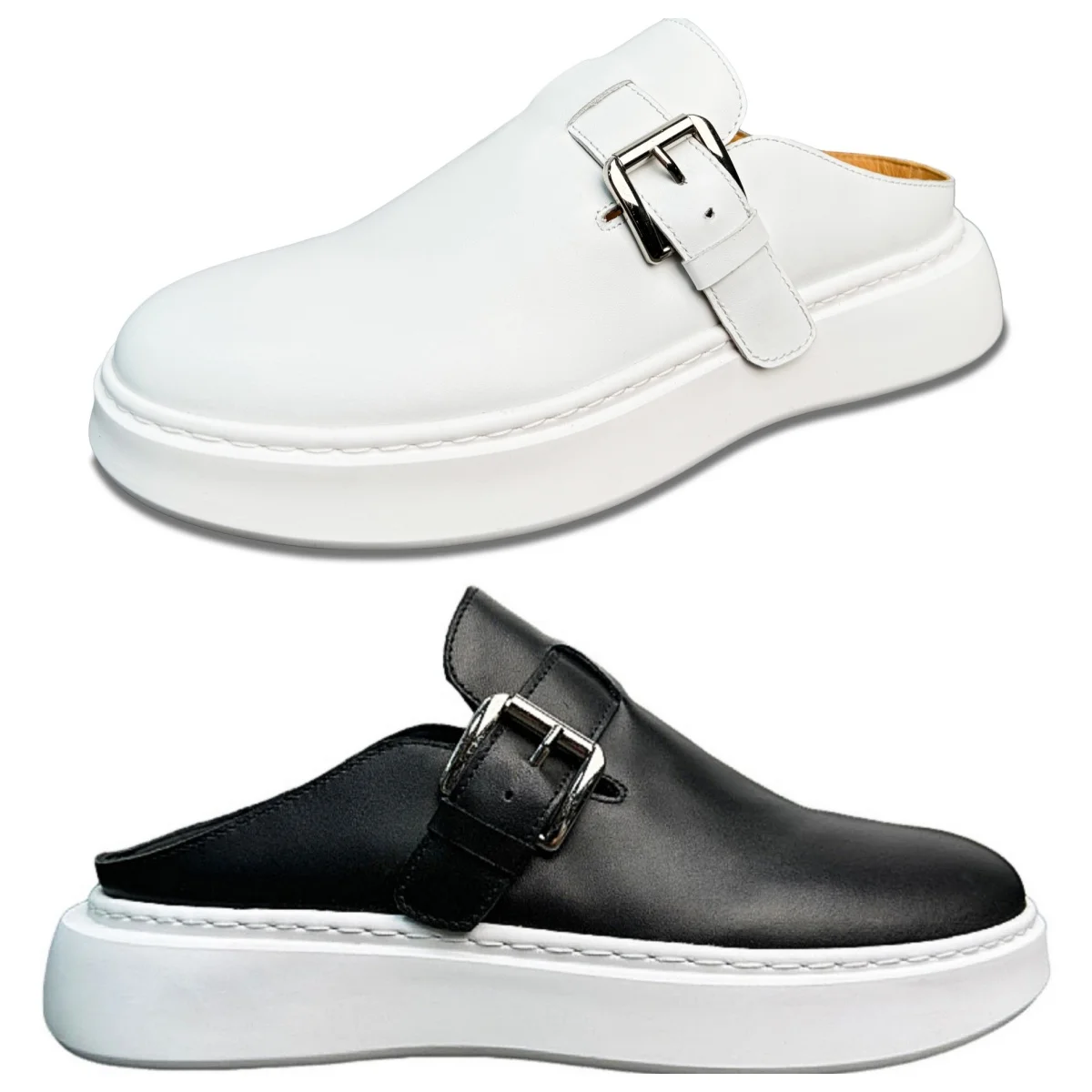 2024 новые модные туфли из коровьей кожи на мягкой подошве birkenstocks простой атмосферный носок baotou половинные мужские 2 вида цветов
