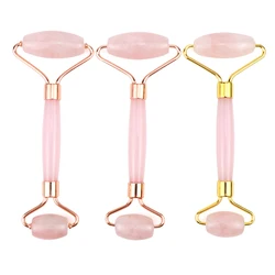 Best High Quality Anti Aging Face Lifting Gua Sha And Facial Roller ,Rose Pink Jade Face Roller For Gift Set