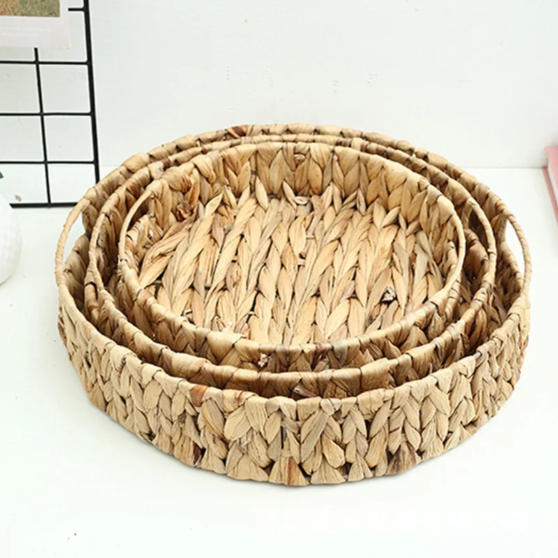 Jiaxiang Wholesale woven round shape water hyacinth basket fruit basket with  handles for storage