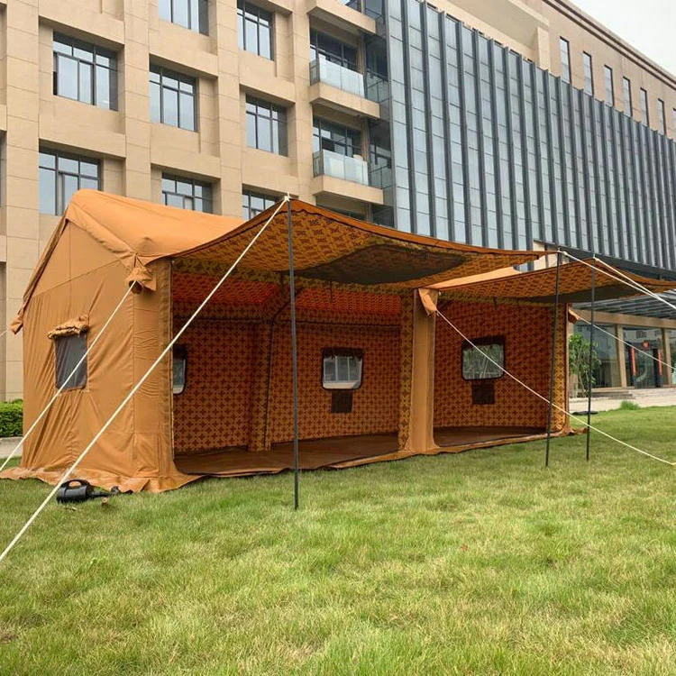 Ifunwod 5m qatar canvas tent waterproof outdoor traveling hiking air tent inflatable camping tent outdoor