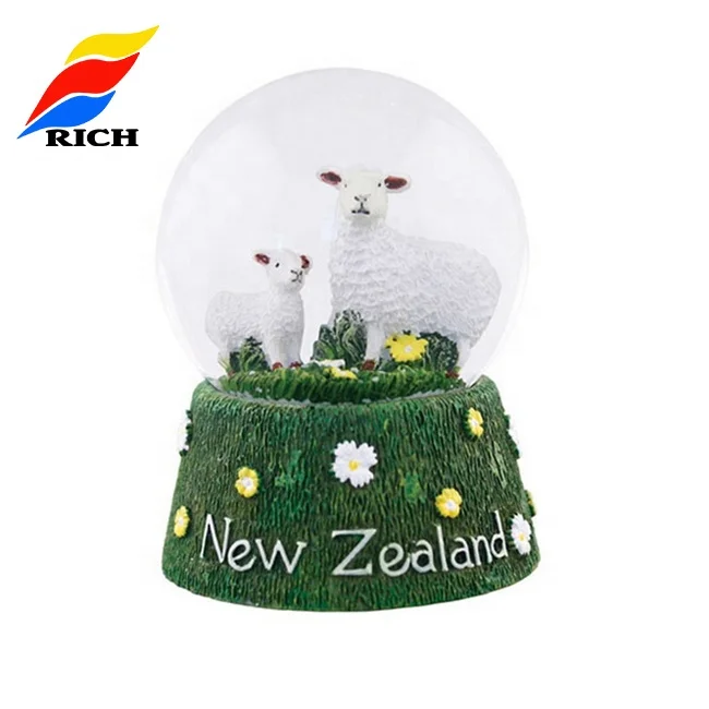 New design cheap glass water snow globe with cute sheep inside promotion souvenir