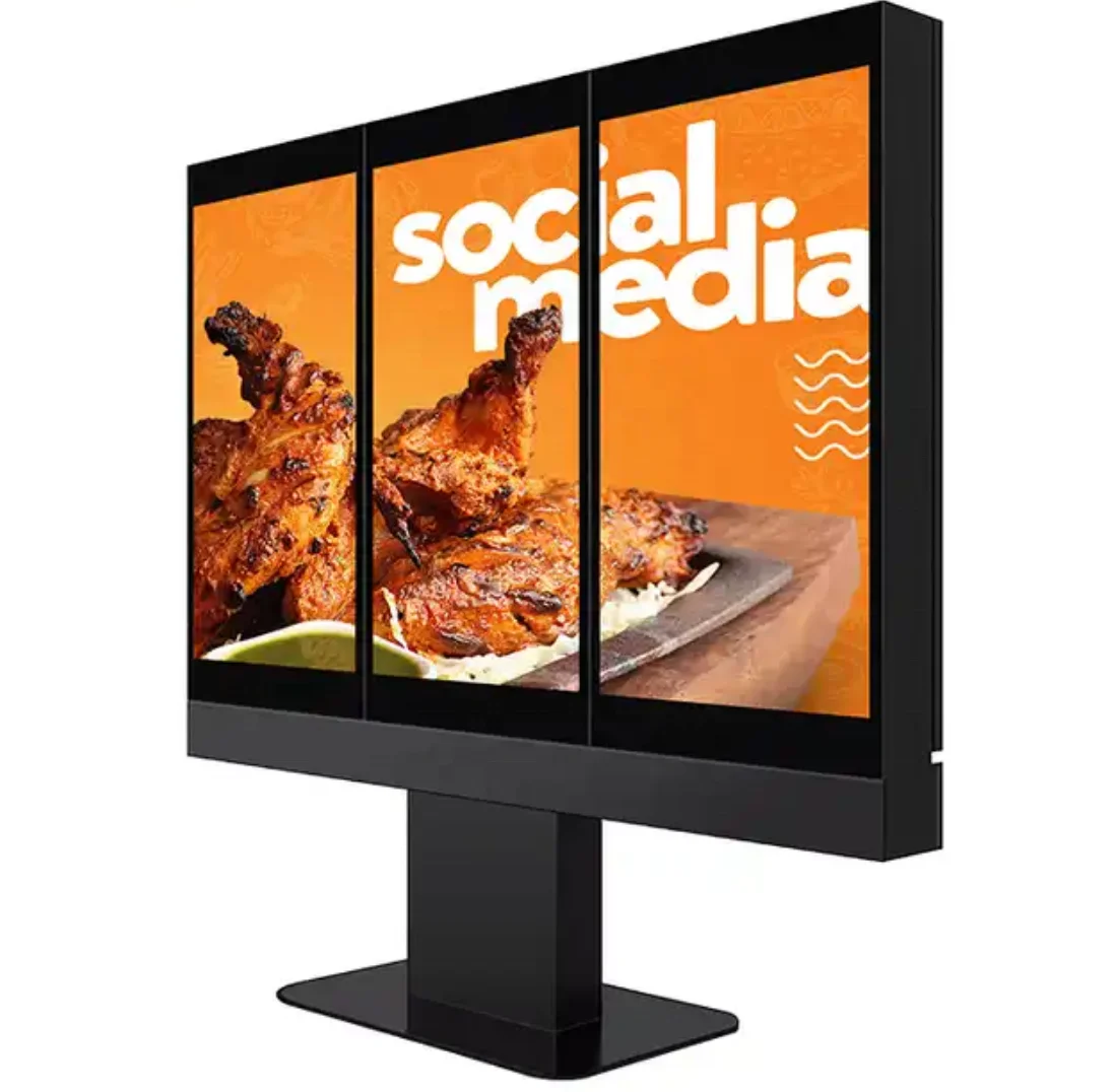 LDZdisplay 55 Inch 4k 2500nits Dual Screen Drive Thru Menu Board Lcd Digital Display For Restaurants