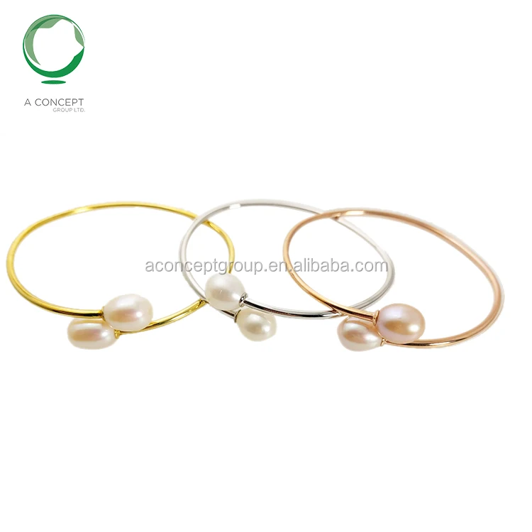 
9MM Fresh Water Pearl 925 Silver Bangle 