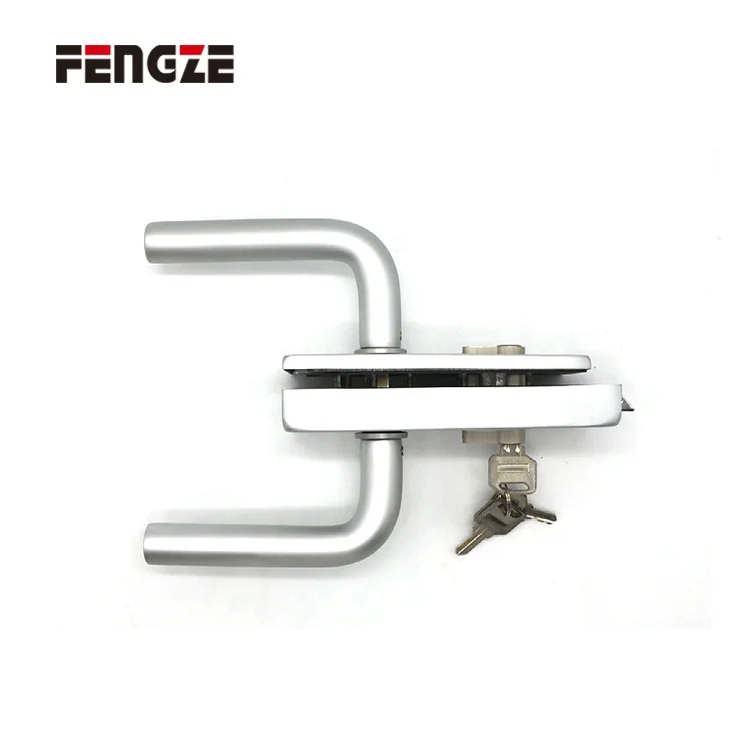 FENGZE Square Glass Door Lock with Magnetic Strike Door Hardware Locks and Handle