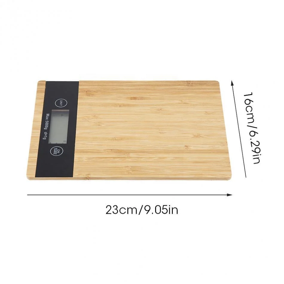 Wholesale bamboo scale waterproof wood grain scale surface 5kg wooden kitchen scale