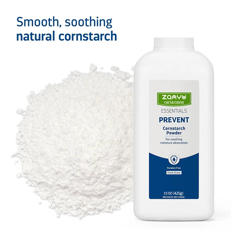 Private Label Cornstarch Powder Talc Free Absorbs Sweat Skin Care Reduces Friction & Chafing For Adults, Feet, Groin