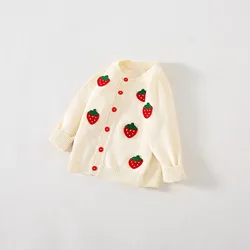 Lovely Sweet Baby Clothes Sweater girls clothes Cotton Spring Autumn Girl Sweater Girl cardigan Unisex with Fruit Pattern