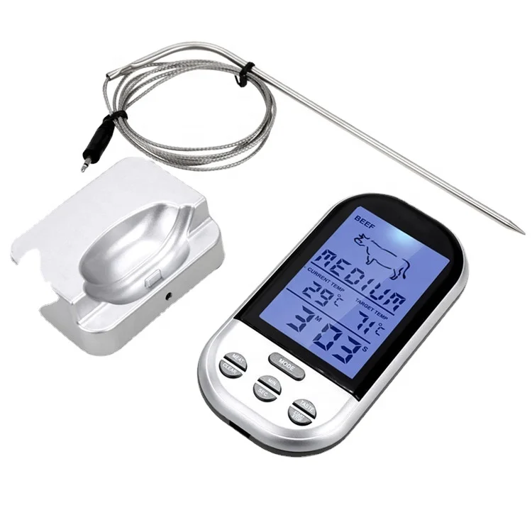 Wireless barbecue meat thermometer