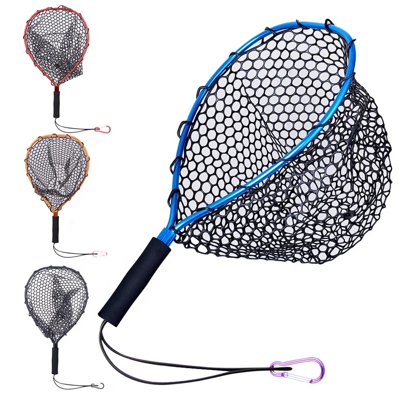 LK Bait net 1pcs 43*33cm/35*30cm portable fishing rubber landing nets
