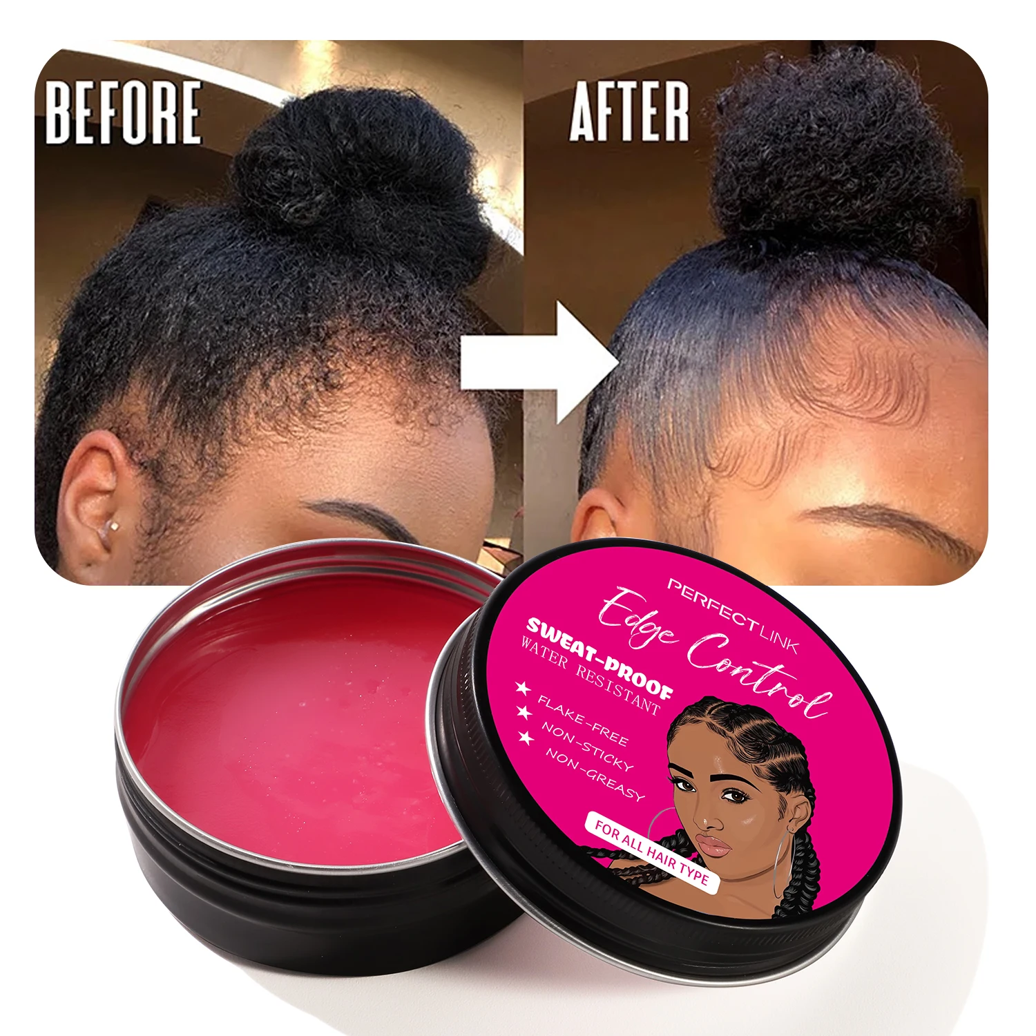 Wholesale Anti Frizz Flyaway Hairline Long Lasting Hair Wax Waterproof 72 hour Extra Strong Hold Edge Control 100g