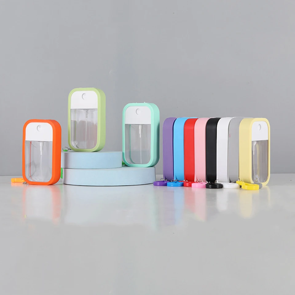 Custom Plastic Credit Card Shape Spray Bottles 30ml 50ml Pocket Size Perfume Hand Sanitizer Mist Containers with Keychain