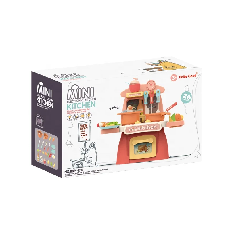 26PCS Educational Pretend Play Set Girls Cooking Table Game for Kids Plastic Mini Kitchen Toy