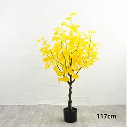 Wholesale artificial ginkgo tree / yellow ginkgo leaf indoor bonsai green plant pot