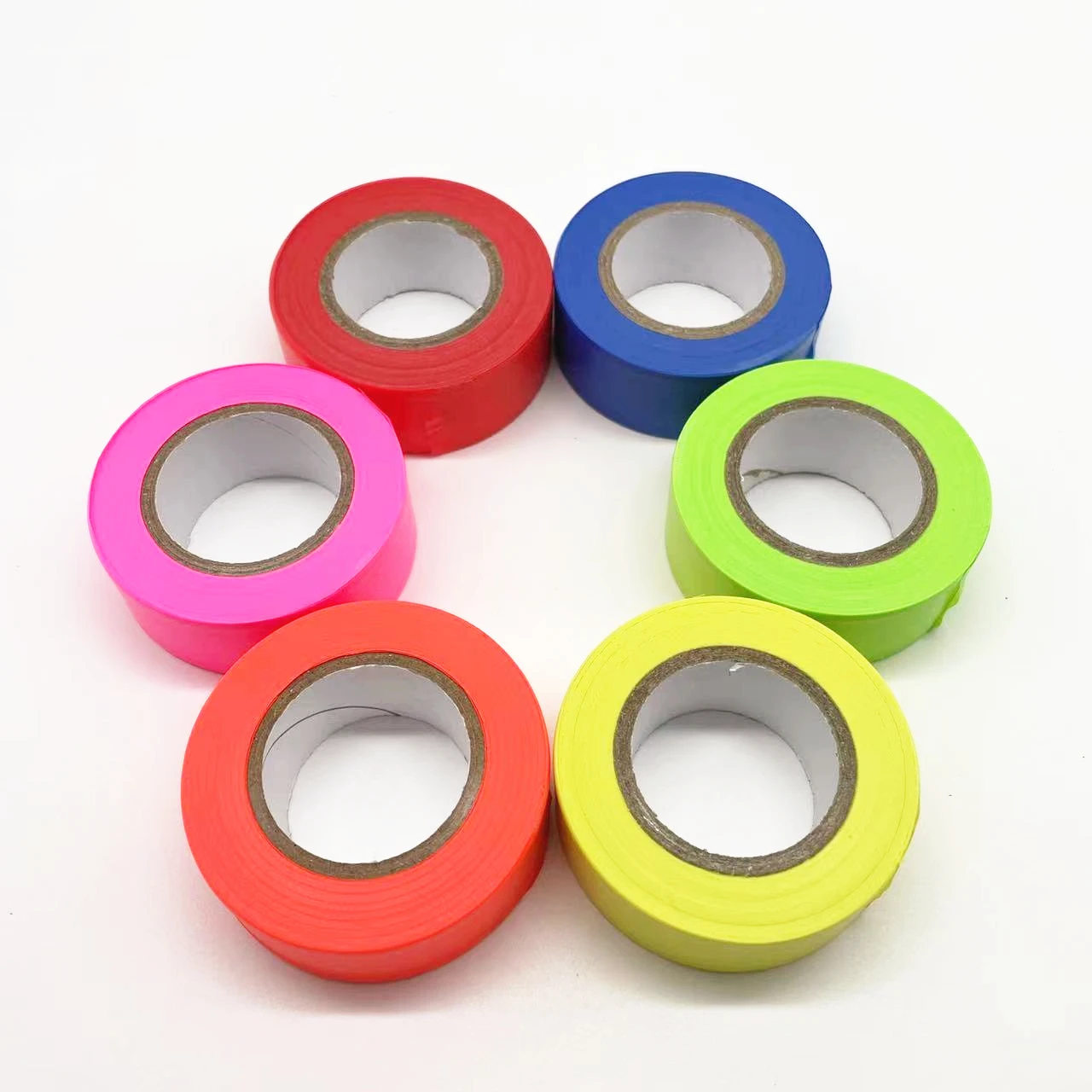 6 pack Flagging Tape Assorted Colors Survey Tape Non-Adhesive Plastic Ribbon Neon Marking Marking Tape for Tree
