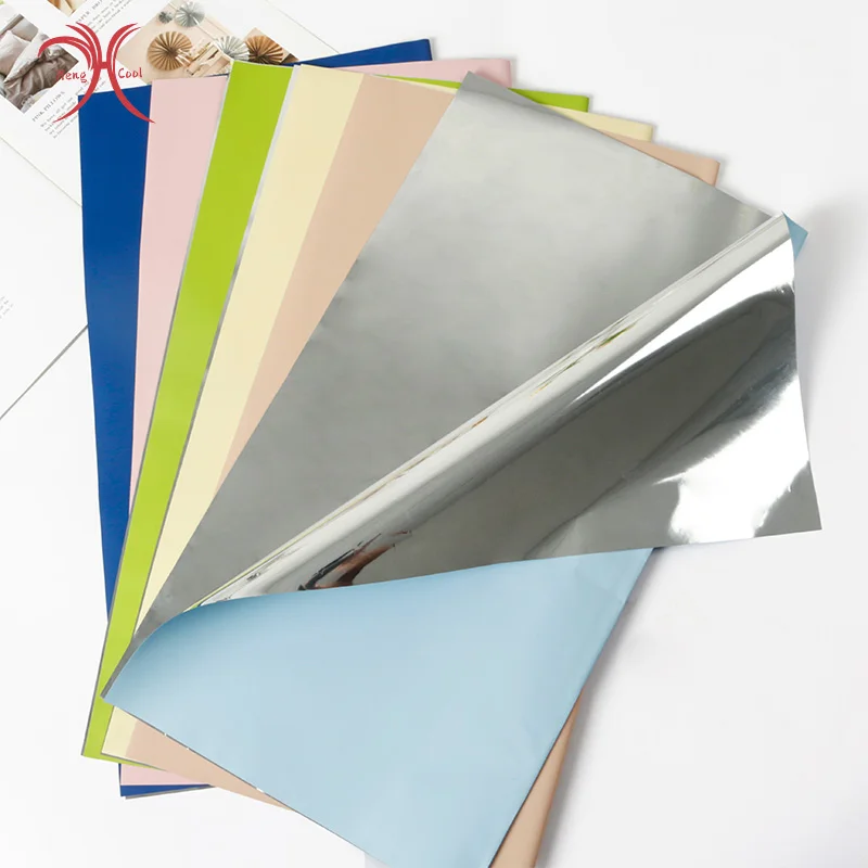 Autumn New  Waterproof Plastic Streaming Mirror Paper Flower Shop Wrapping Paper For Flowers