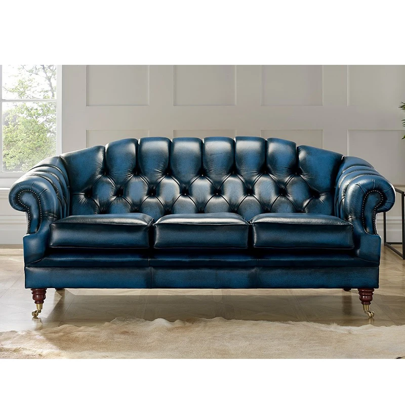 Коричневый дизайнерский роскошный современный кожаный диван Chesterfield