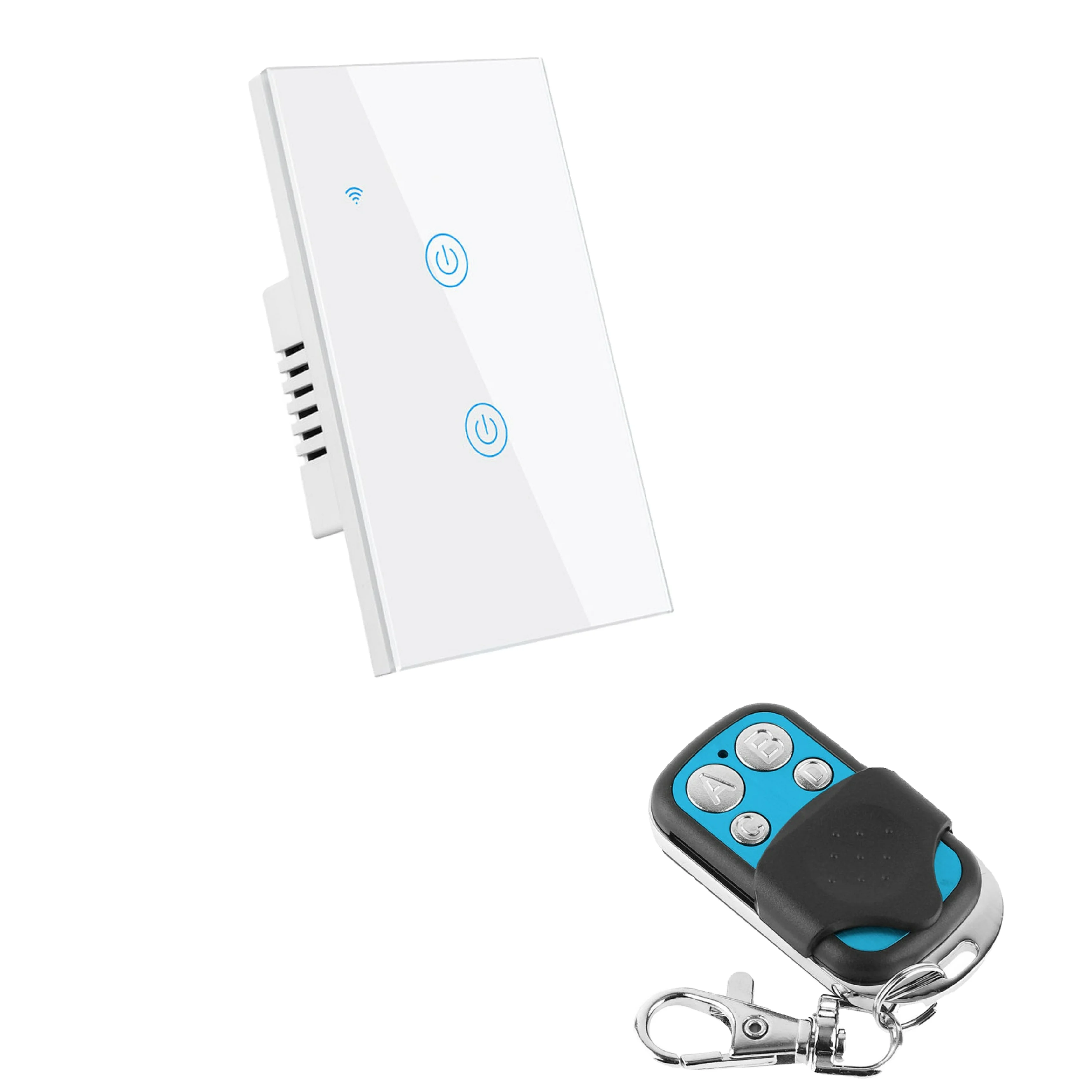 US Smart Switch 2 gang Tuya Control Works With Google Home Smart Life RF Remote Control WiFi Panel No Neutral Touch Wall Switch