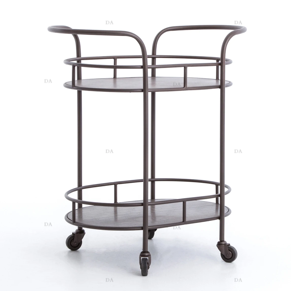 Hotel Restaurant Decorative Metal Bar Trolly 2 Tier Golden Metal Bar Cart Wine Serving Hotel Kitchen Moving Trolly with Wheel