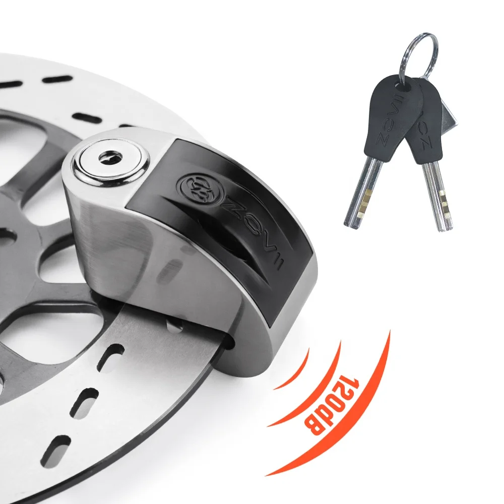 Wholesale Price Stainless Steel 120dB Anti-theft Security Alarm Brake Disc Lock For Motorcycle