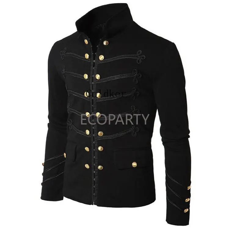 3XL Adult Man Purim Victorian Gothic Style Jacket Zipper Christian Medieval Knight Solid Middle Ages Male Carnival Clothing ecop