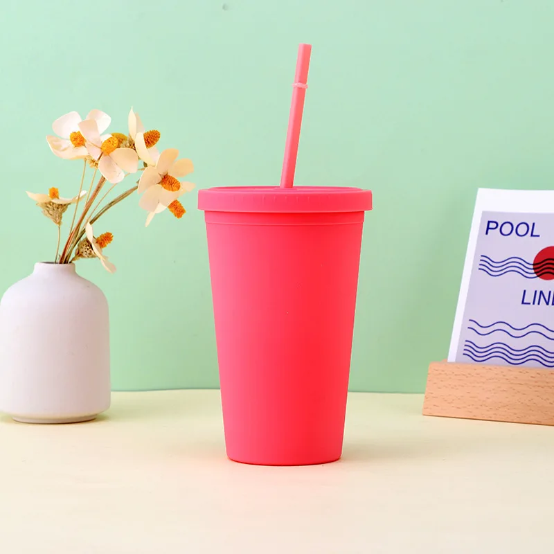 JCX/2023 Global Hot Sale Double Walled 16Oz Bottles Plastic Manufacturing Straw Bottle Water Bottle