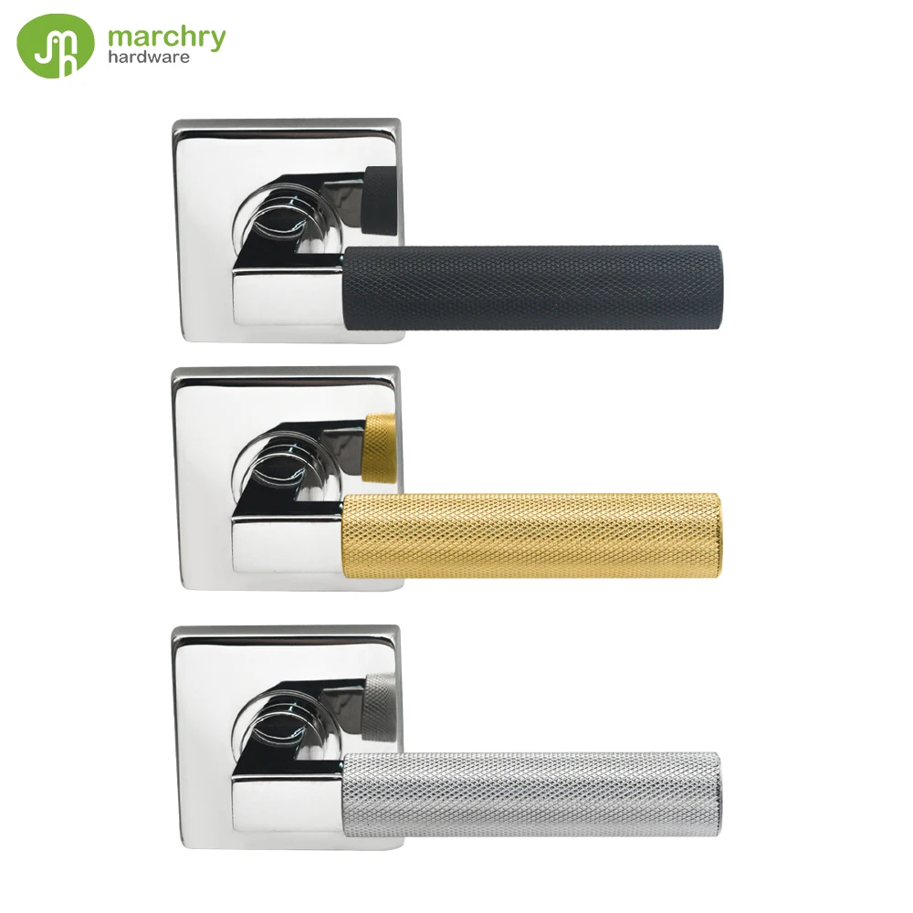 Beautiful 66MM Square Passage Privacy Dummy Interior Door Handle Stainless StainPoilshed Gold Silver Knurled Lever Door Handle