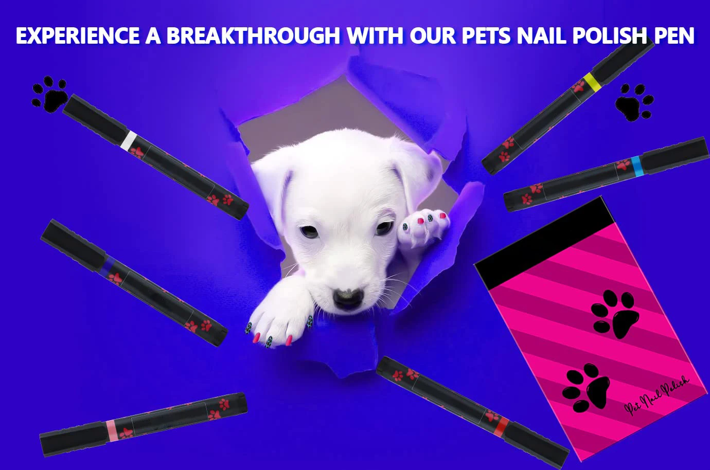 6 Colors Safe Dog Nail Polish Pen Set,Ideal Gifts for Small or Big Girl Dog Accessories, Pet Costume