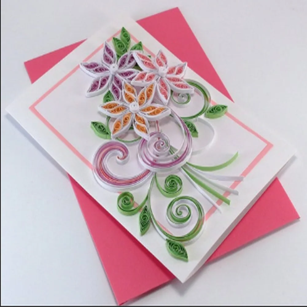 OEM Customized china supplier handwork pink color greeting cards custom printing cards greeting