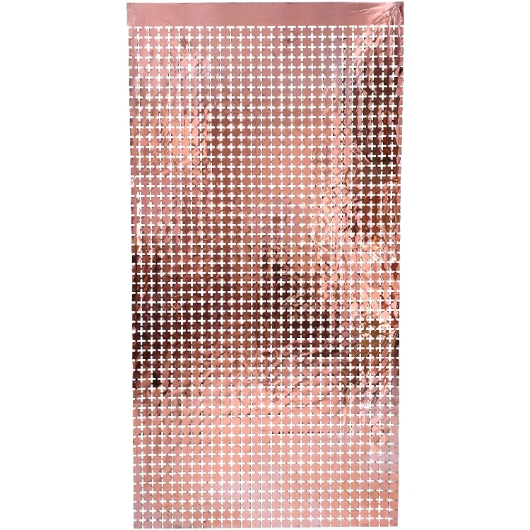 Shimmer Metallic Foil Square Curtain Birthday Wedding Supplies Rose Gold Factory Made White 1.5*3M