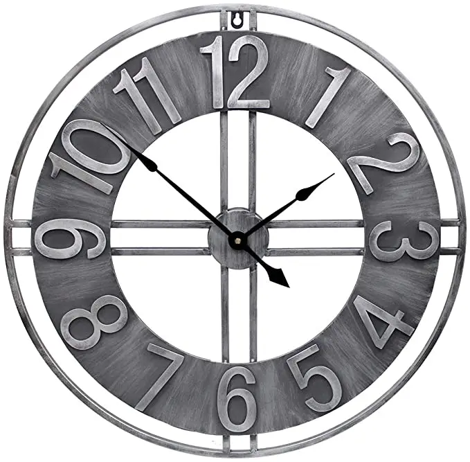 
24 inch Large Wall Clock Decorative Metal Retro Oversized Clocks Decor for Home Farmhouse Living Room 